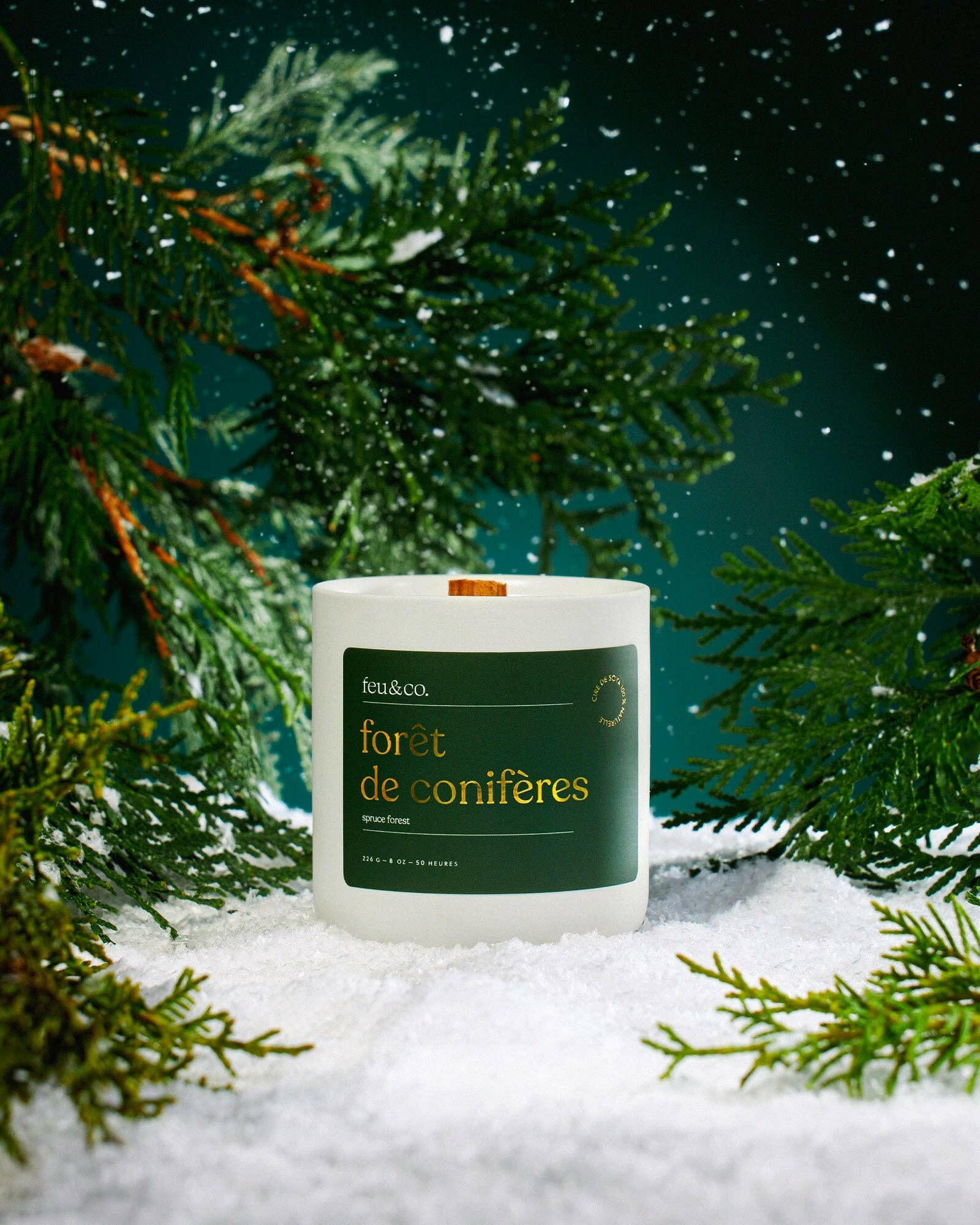 Feu & Co. – Bougie parfumée – Forêt de conifères | 8 oz – 50h - Bougies et cires | Ma Boutique Aromatique.