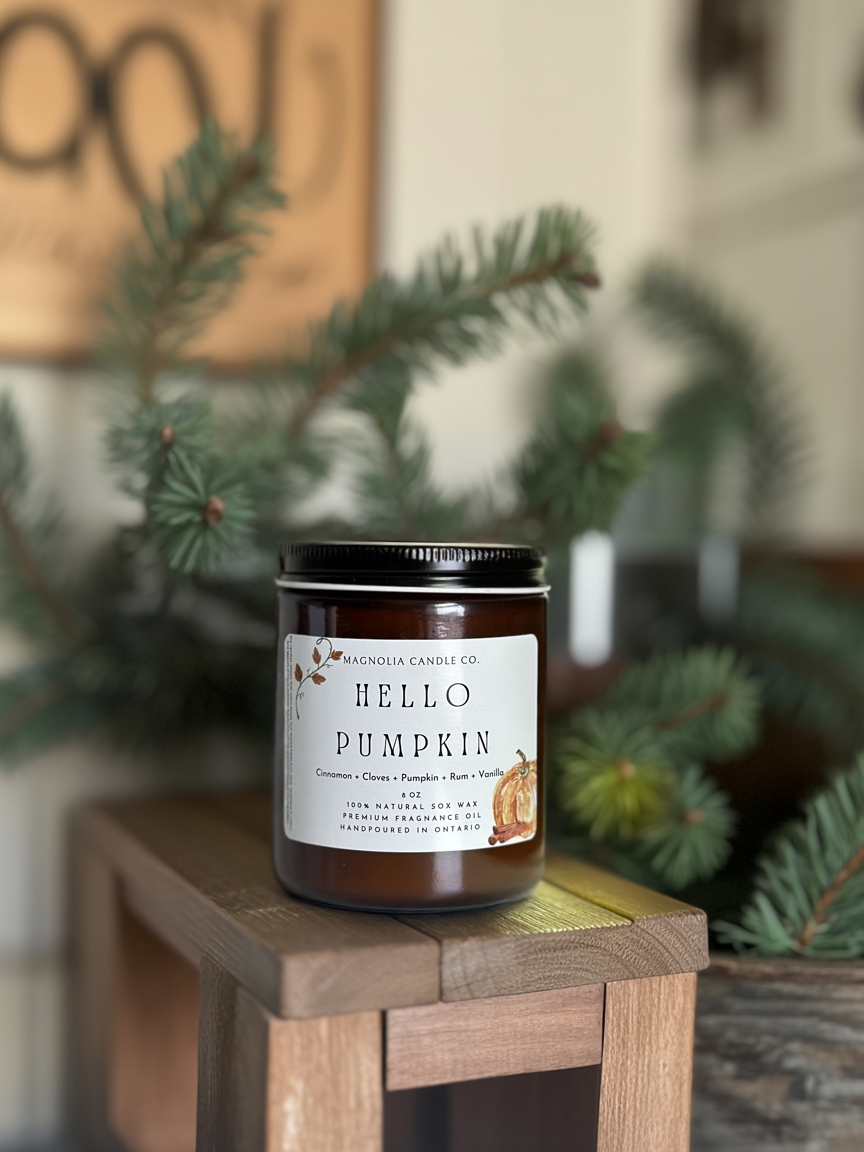 Bonjour Citrouille - Bougie RÉCOLTE - Bougie d'Automne - Ambre - Bougies et cires | Ma Boutique Aromatique.