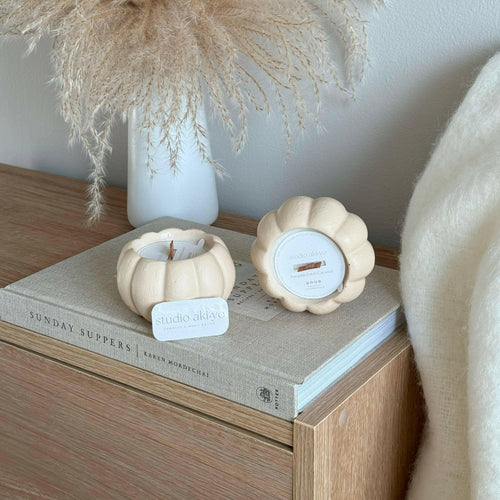 Bougie en cire de soja au caramel et à la citrouille | Maison chaleureuse d'automne - Bougies et cires | Ma Boutique Aromatique.