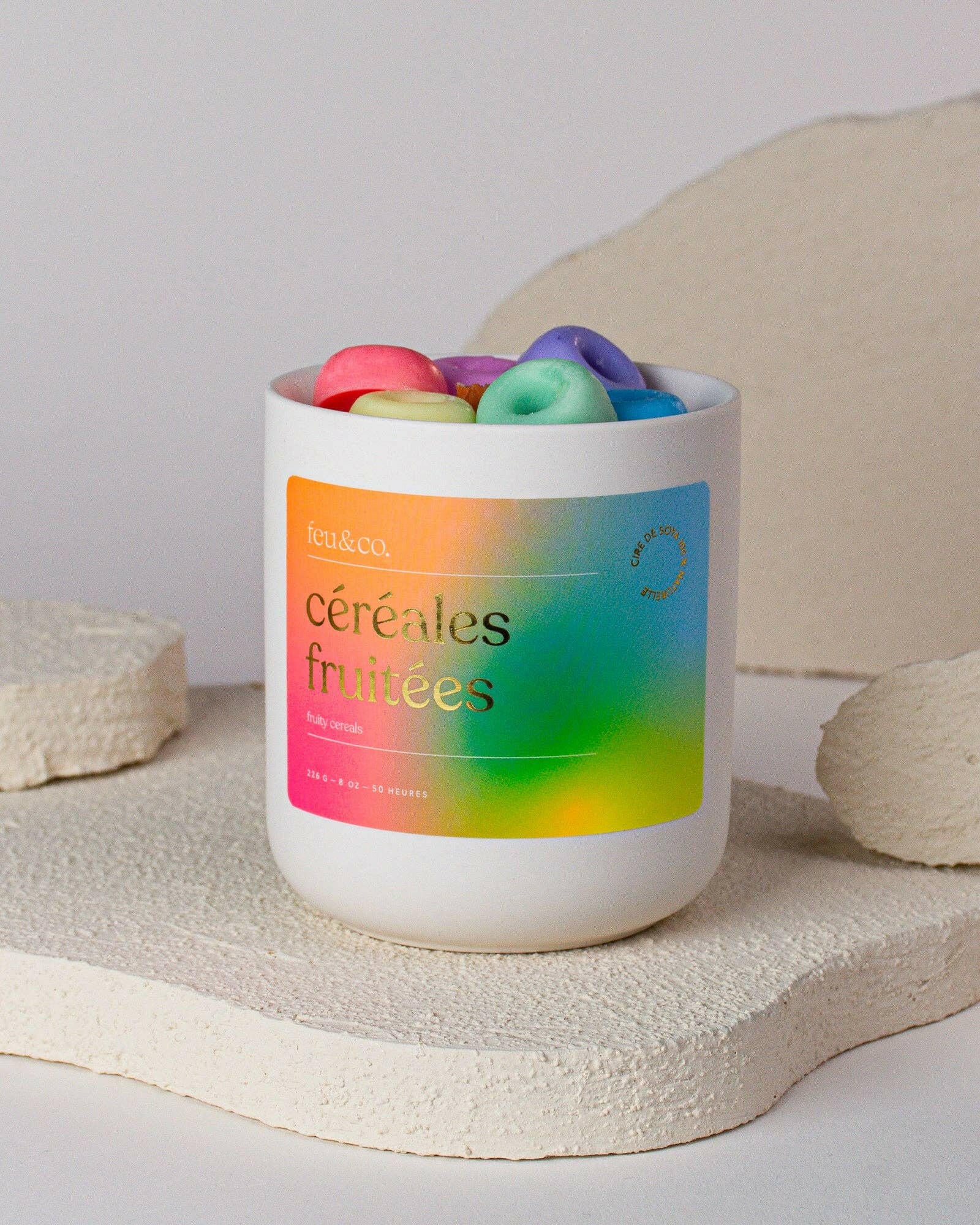 Feu & Co. – Bougie parfumée – Céréales fruitées | 8 oz – 50h - Bougies et cires | Ma Boutique Aromatique.