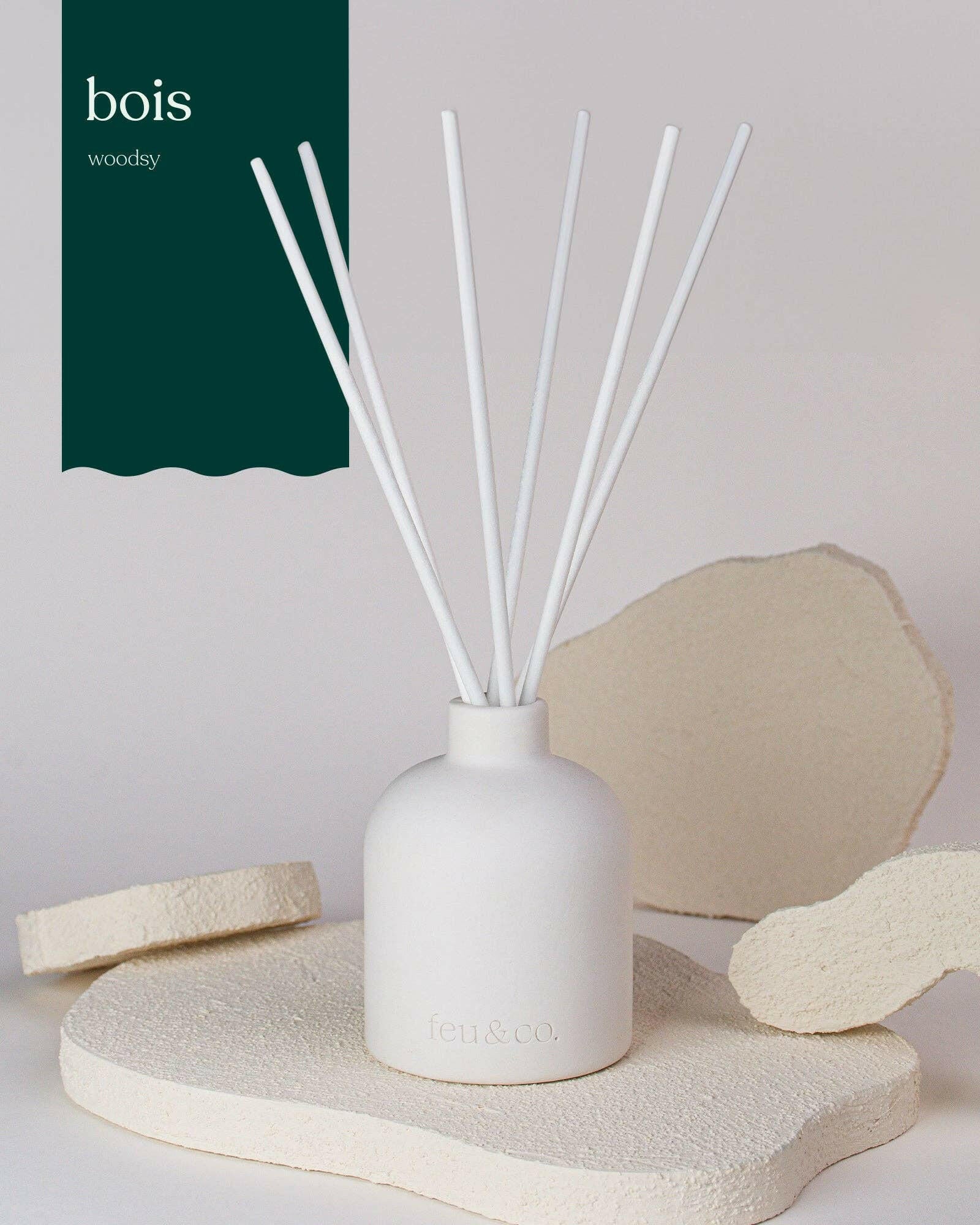 Feu & Co. – Diffuseur à roseaux – Bois | Ensemble de départ 160 ml - Maison et ambiance | Ma Boutique Aromatique.