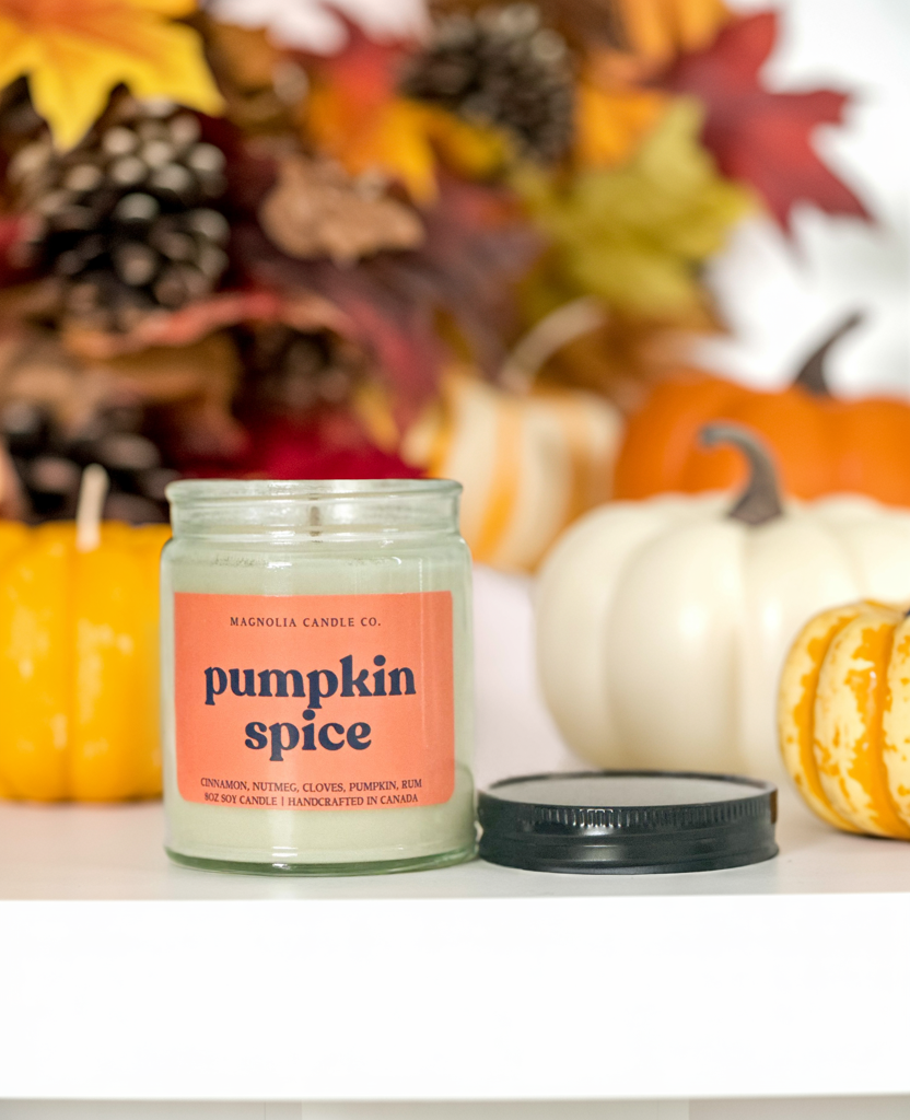 Épice de Citrouille - Bougie d'Automne - Pot Transparent 8oz - Bougies et cires | Ma Boutique Aromatique.