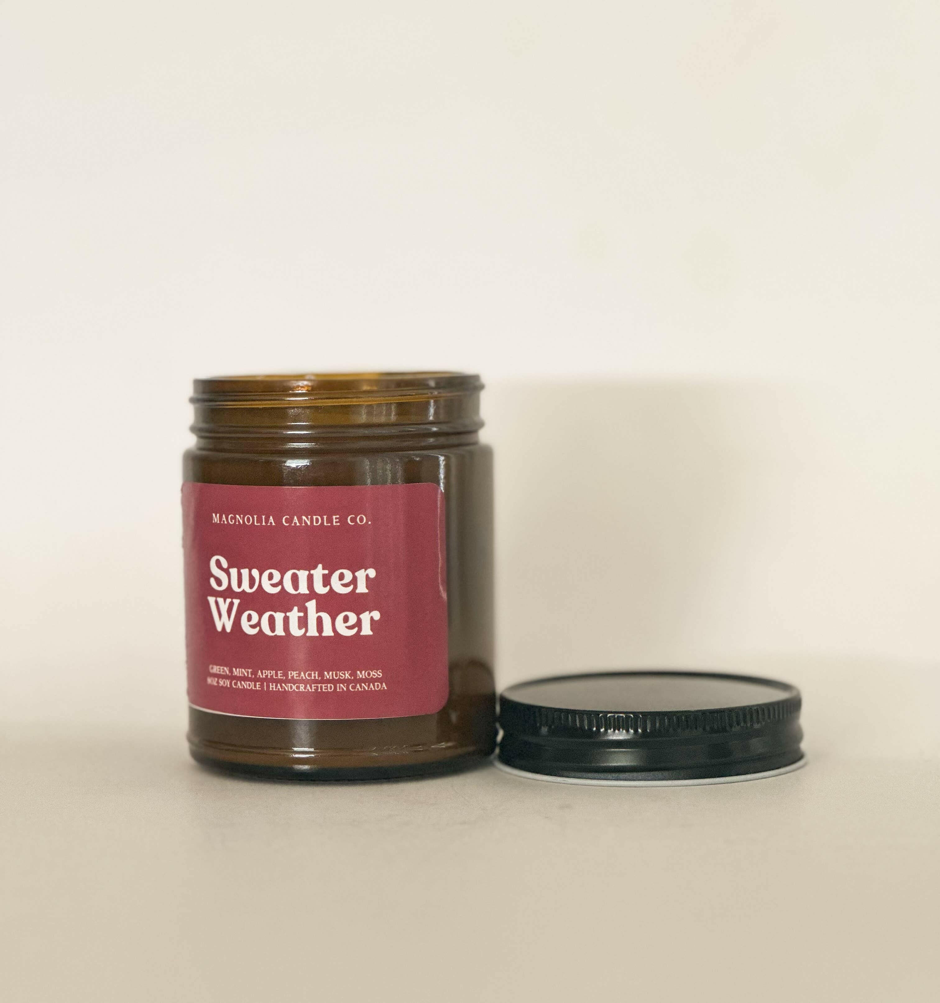 Sweater Weather - Bougie d'automne - Pot ambré 8oz - Bougies et cires | Ma Boutique Aromatique.