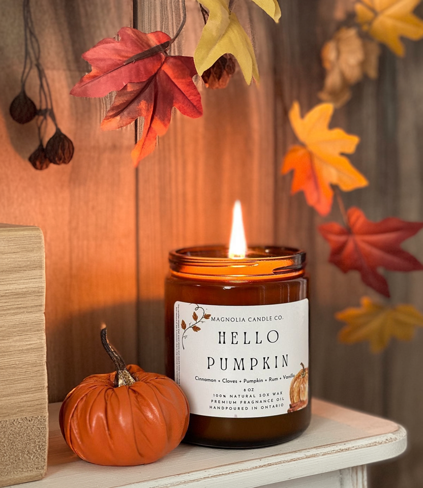 Bonjour Citrouille - Bougie RÉCOLTE - Bougie d'Automne - Ambre - Bougies et cires | Ma Boutique Aromatique.