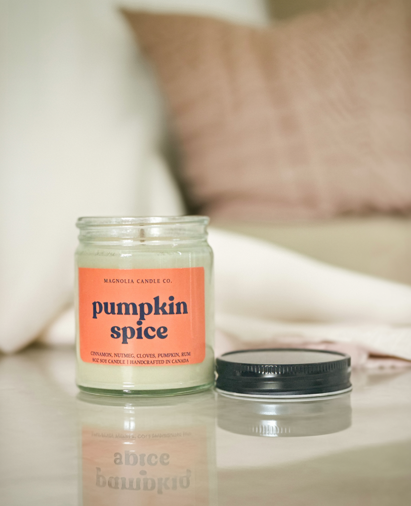 Épice de Citrouille - Bougie d'Automne - Pot Transparent 8oz - Bougies et cires | Ma Boutique Aromatique.
