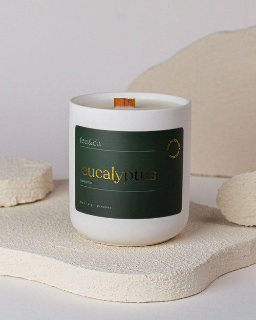 Feu & Co. – Bougie parfumée – Eucalyptus | 8 oz – 50h - Bougies et cires | Ma Boutique Aromatique.