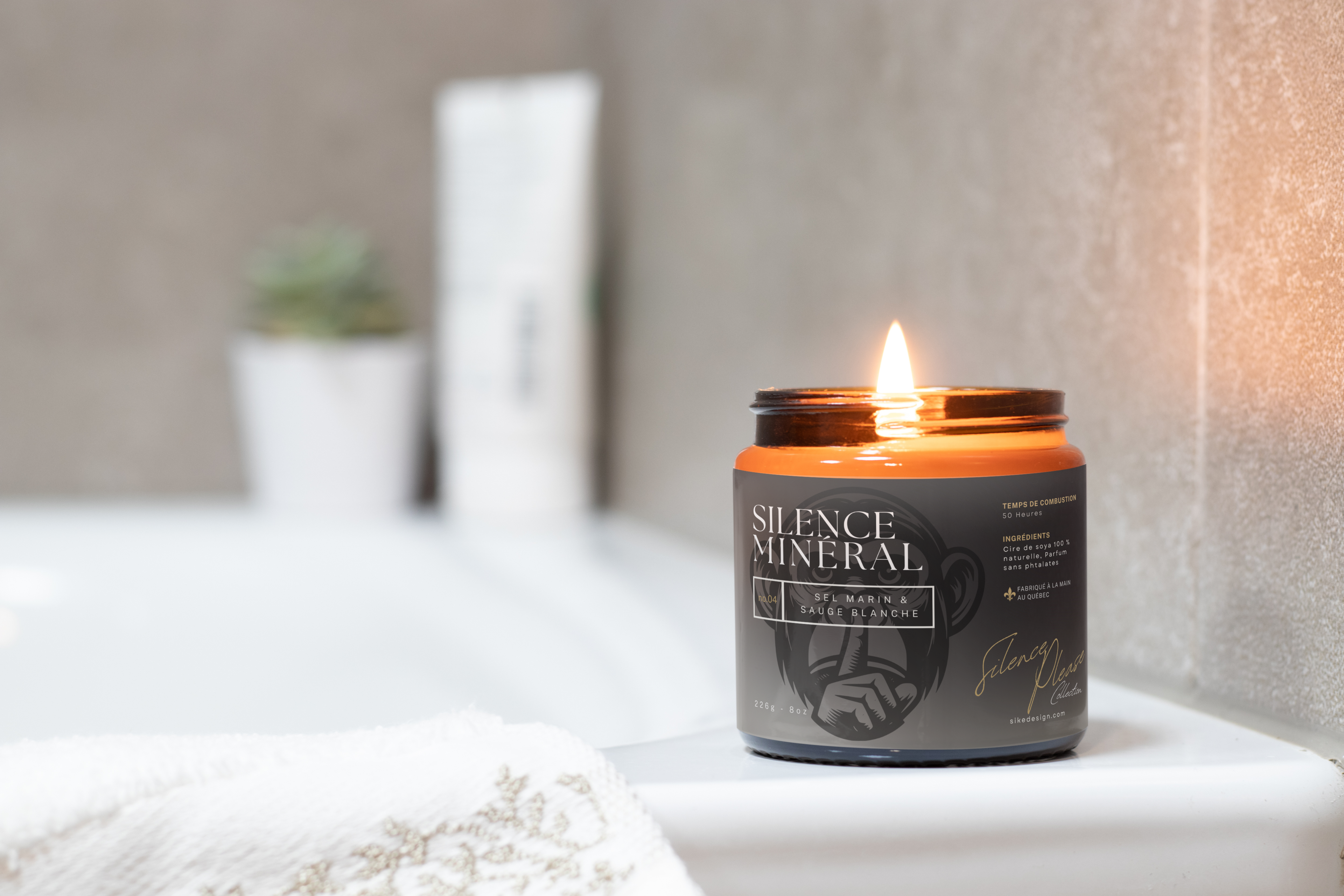 Silence Minéral – Sel Marin & Sauge Blanche - Bougies et cires | Ma Boutique Aromatique.