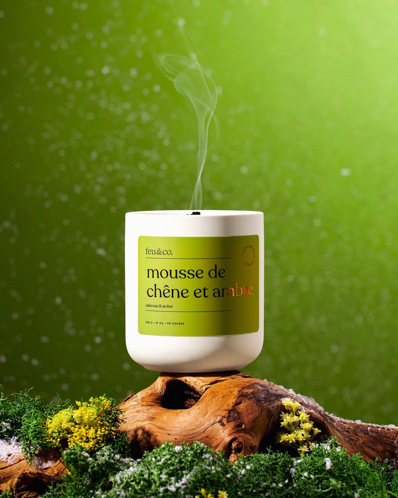 Feu & Co. – Bougie parfumée – Mousse de chêne & ambre | 8 oz – 50h - Bougies et cires | Ma Boutique Aromatique.