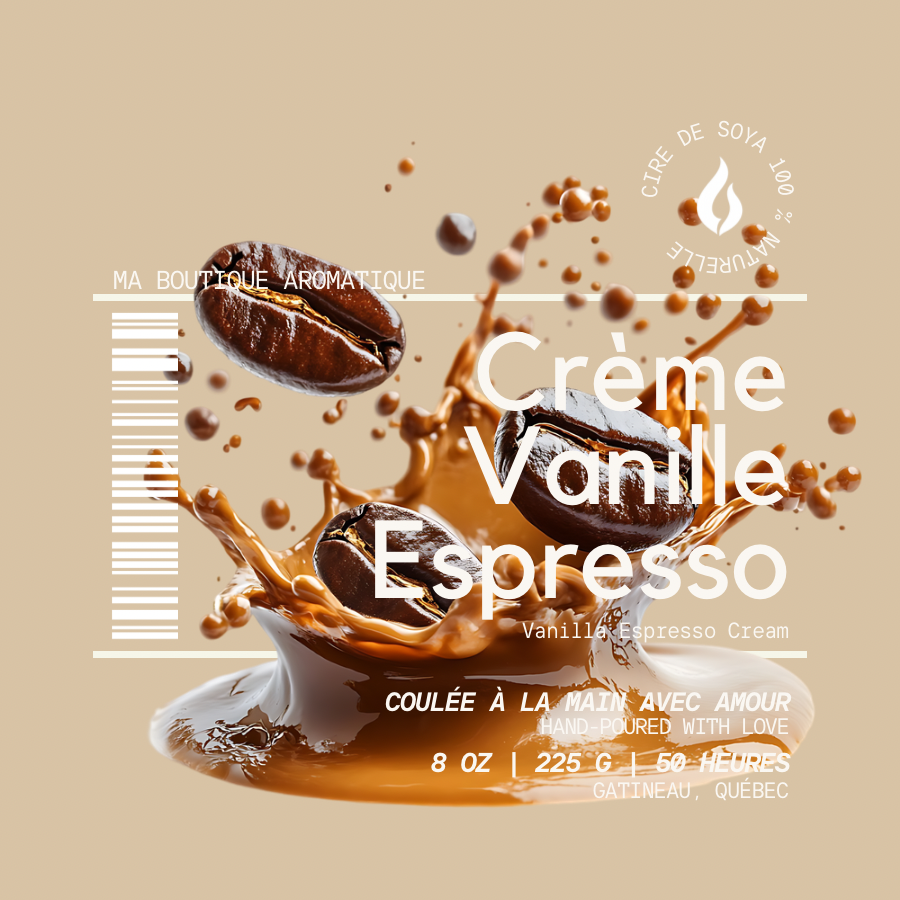 Bougie de soya – Crème,Vanille, Espresso