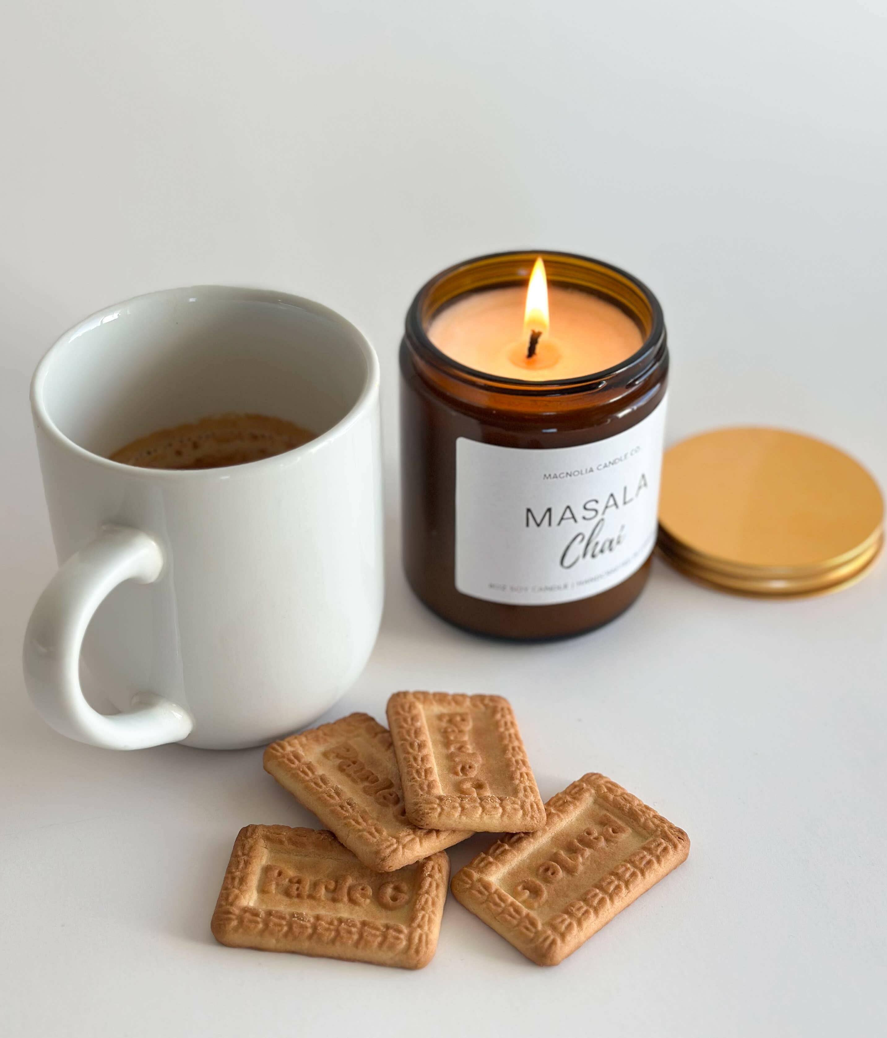 Masala Chai - Bougie en pot ambré 8oz en cire de soja - Bougies et cires | Ma Boutique Aromatique.
