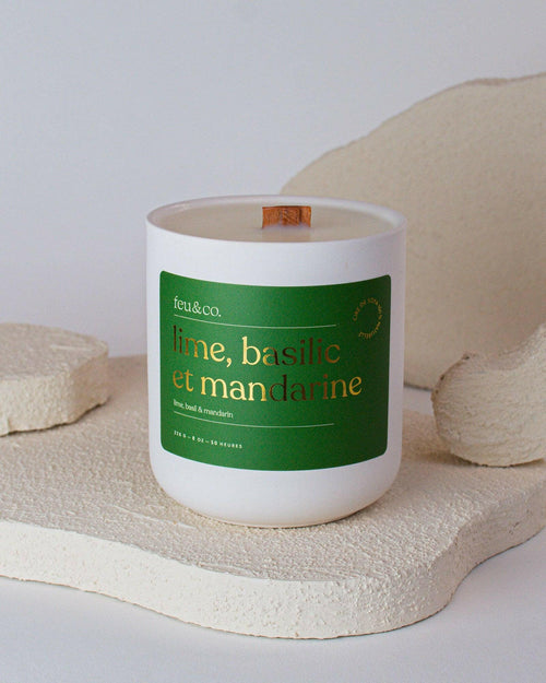 Feu & Co. – Bougie parfumée – Lime, basilic & mandarine | 8 oz – 50h - Bougies et cires | Ma Boutique Aromatique.