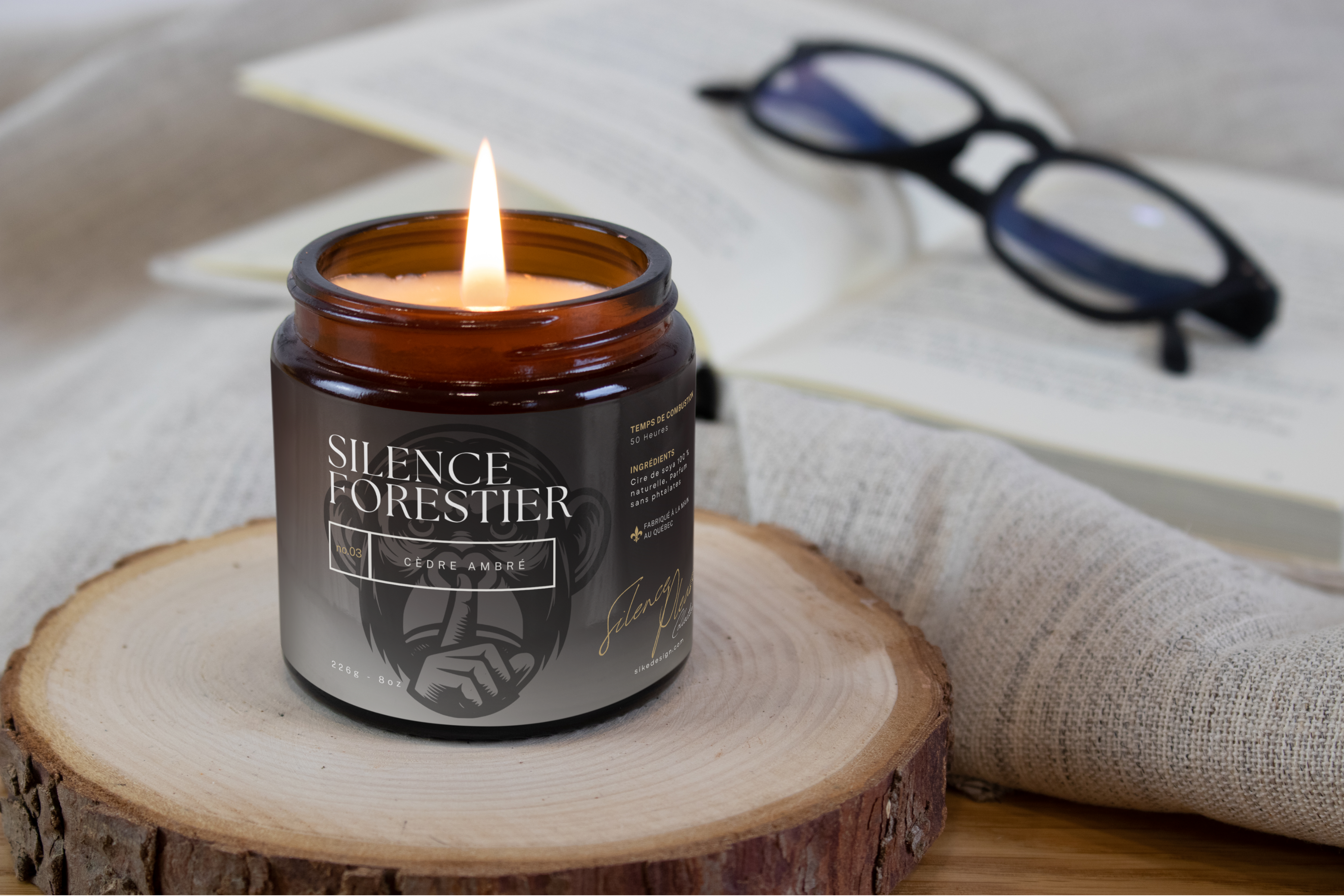 Silence Forestier – Cèdre Ambré - Bougies et cires | Ma Boutique Aromatique.