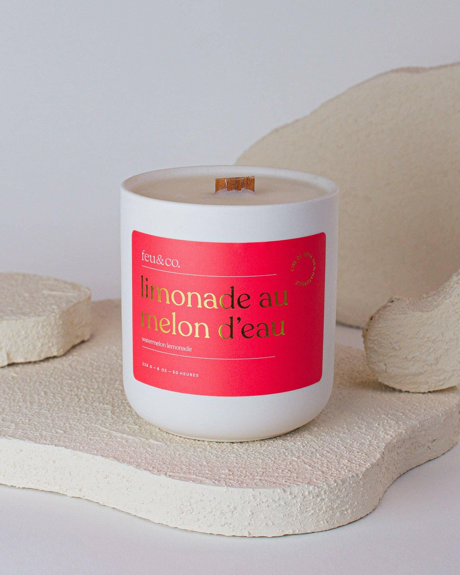 Feu & Co. – Bougie parfumée – Limonade au melon d’eau | 8 oz – 50h - Bougies et cires | Ma Boutique Aromatique.