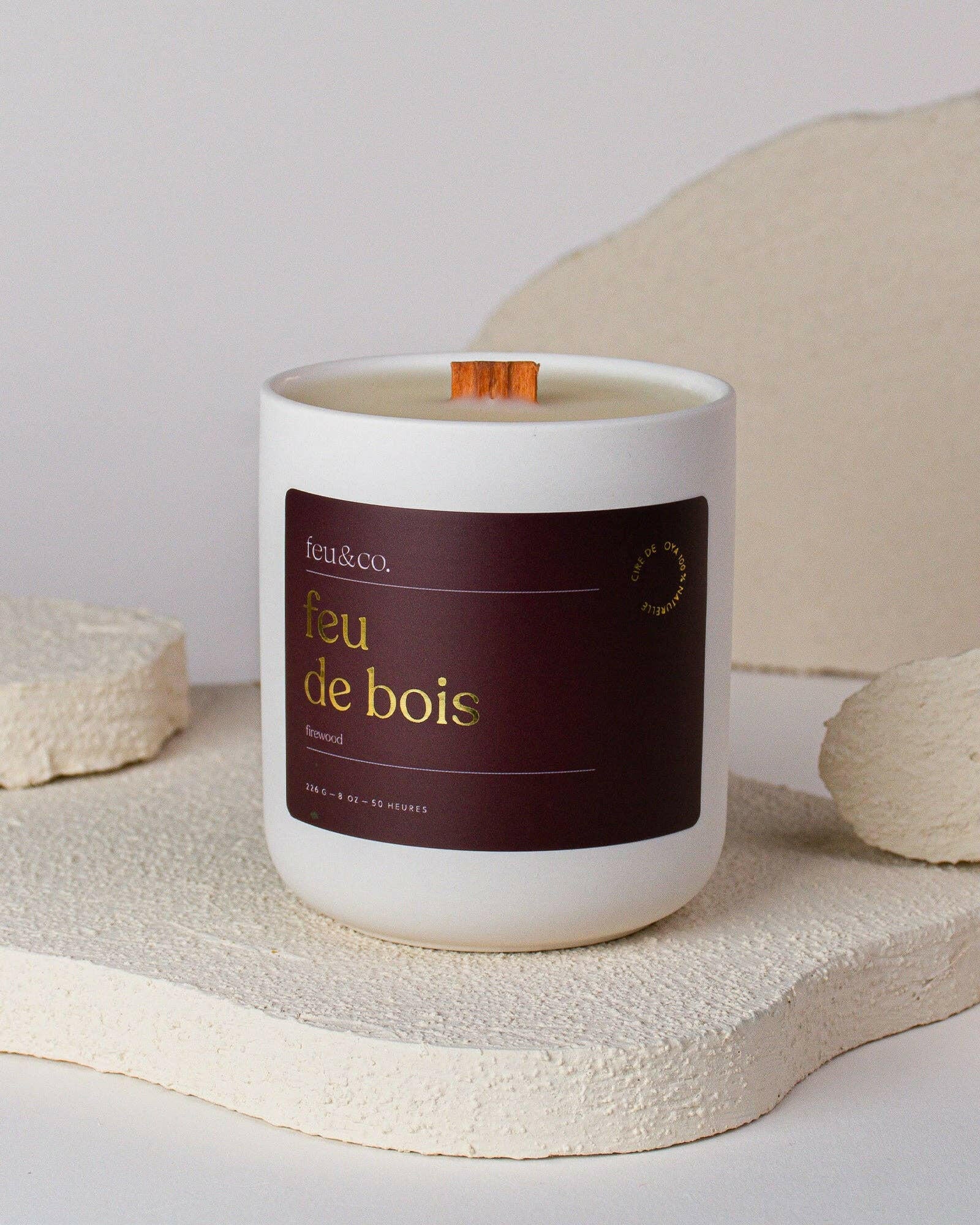 Feu & Co. – Bougie parfumée – Feu de bois | 8 oz – 50h - Bougies et cires | Ma Boutique Aromatique.