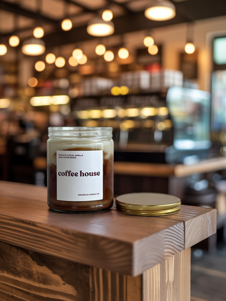 Coffee House - Bougie Latte - Pot Transparent, Bougie de Soja 8oz - Bougies et cires | Ma Boutique Aromatique.