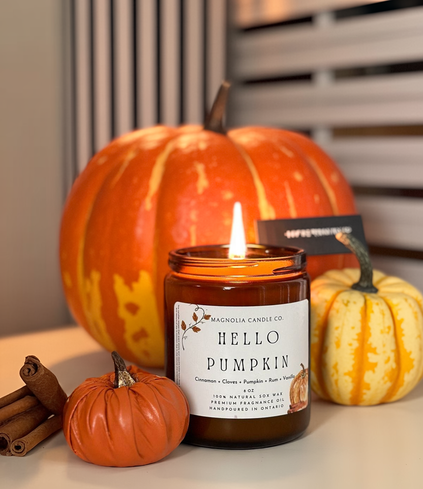 Bonjour Citrouille - Bougie RÉCOLTE - Bougie d'Automne - Ambre - Bougies et cires | Ma Boutique Aromatique.
