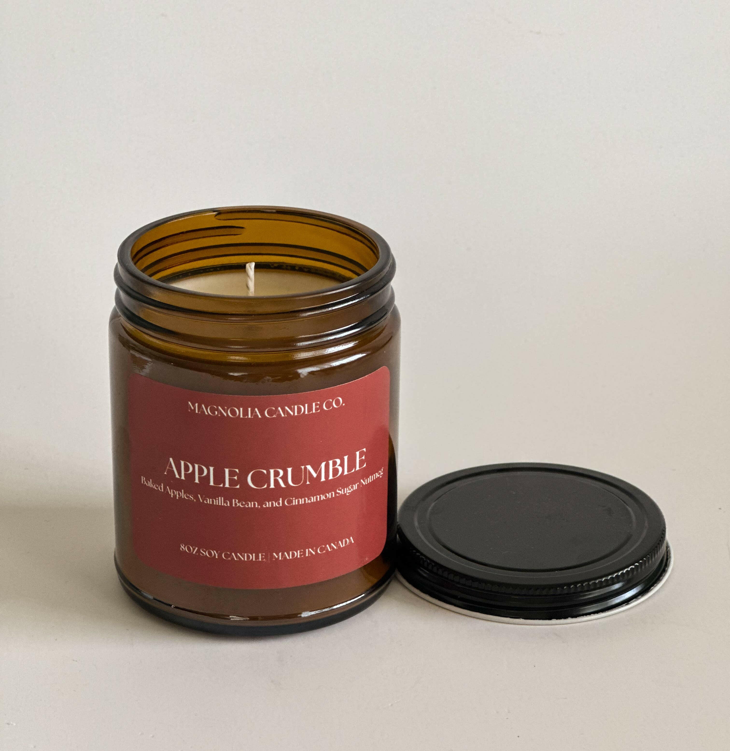 Bougie Crumble aux Pommes - Bougie d'Automne - Pot Ambre 8oz - Bougies et cires | Ma Boutique Aromatique.
