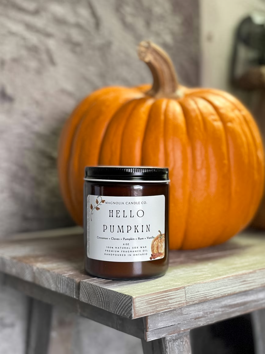 Bonjour Citrouille - Bougie RÉCOLTE - Bougie d'Automne - Ambre - Bougies et cires | Ma Boutique Aromatique.
