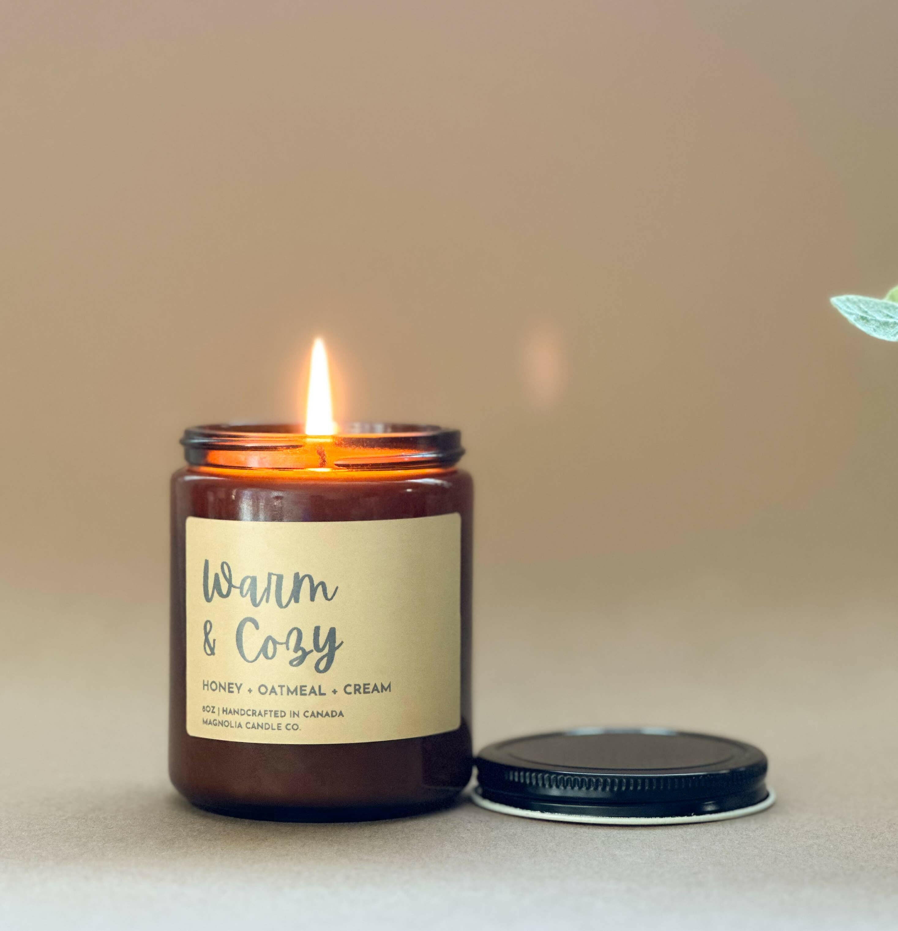 Crème Miel + Avoine | Bougie de Soja Chaleureuse et Confortable | 8oz - Bougies et cires | Ma Boutique Aromatique.