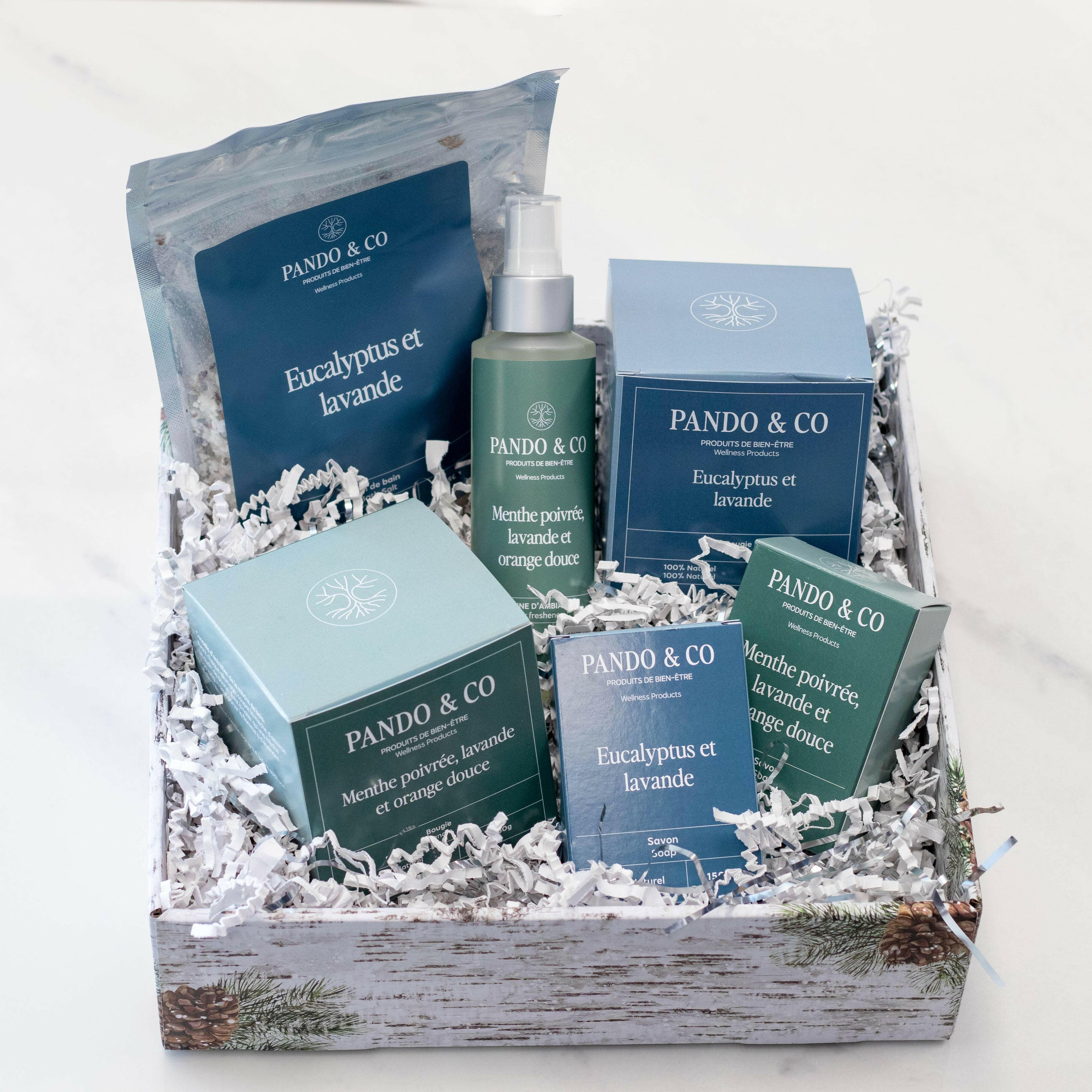 Panier Détente et Fraîcheur : Eucalyptus, Lavande et Menthe poivrée et Orange -  | Ma Boutique Aromatique.