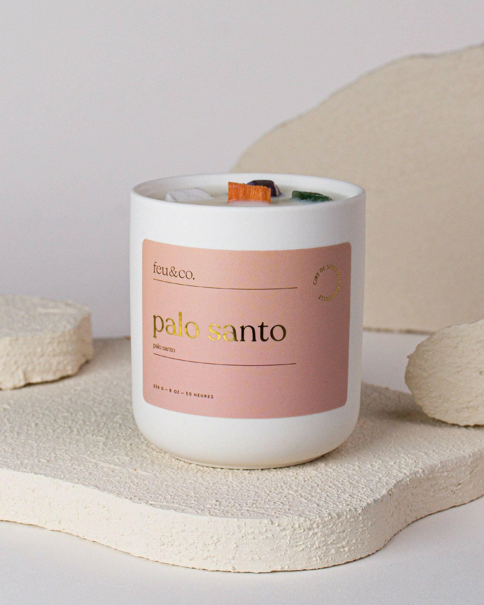 Feu & Co. – Bougie parfumée – Palo Santo | 8 oz – 50h - Bougies et cires | Ma Boutique Aromatique.