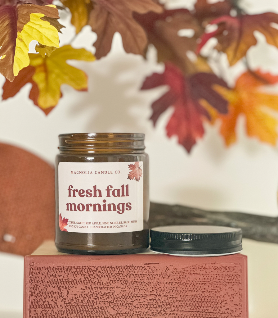 Matins frais d'automne - Bougie d'automne - Pot ambré 8oz - Bougies et cires | Ma Boutique Aromatique.