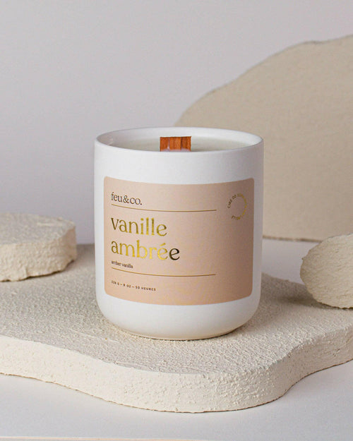 Feu & Co. – Bougie parfumée – Vanille ambrée | 8 oz – 50h - Bougies et cires | Ma Boutique Aromatique.